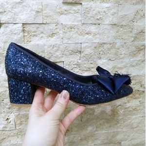 Miss L Fire Sabrina Blue Glitter Heel Pumps Sz 8